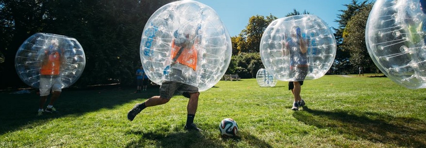 Inflatable bubble ball suits mixed with soccer—now that’s pure genius!  Get ready for some next-level team-building gameplay.